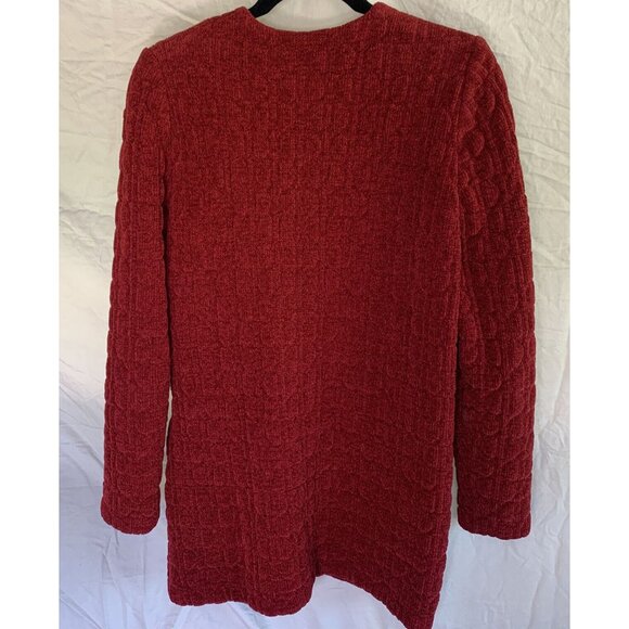 DEVERNOIS Red, Two Front Open Pockets w/ Gold Tone Rectangular Buttons Cardigan - Picture 2 of 11